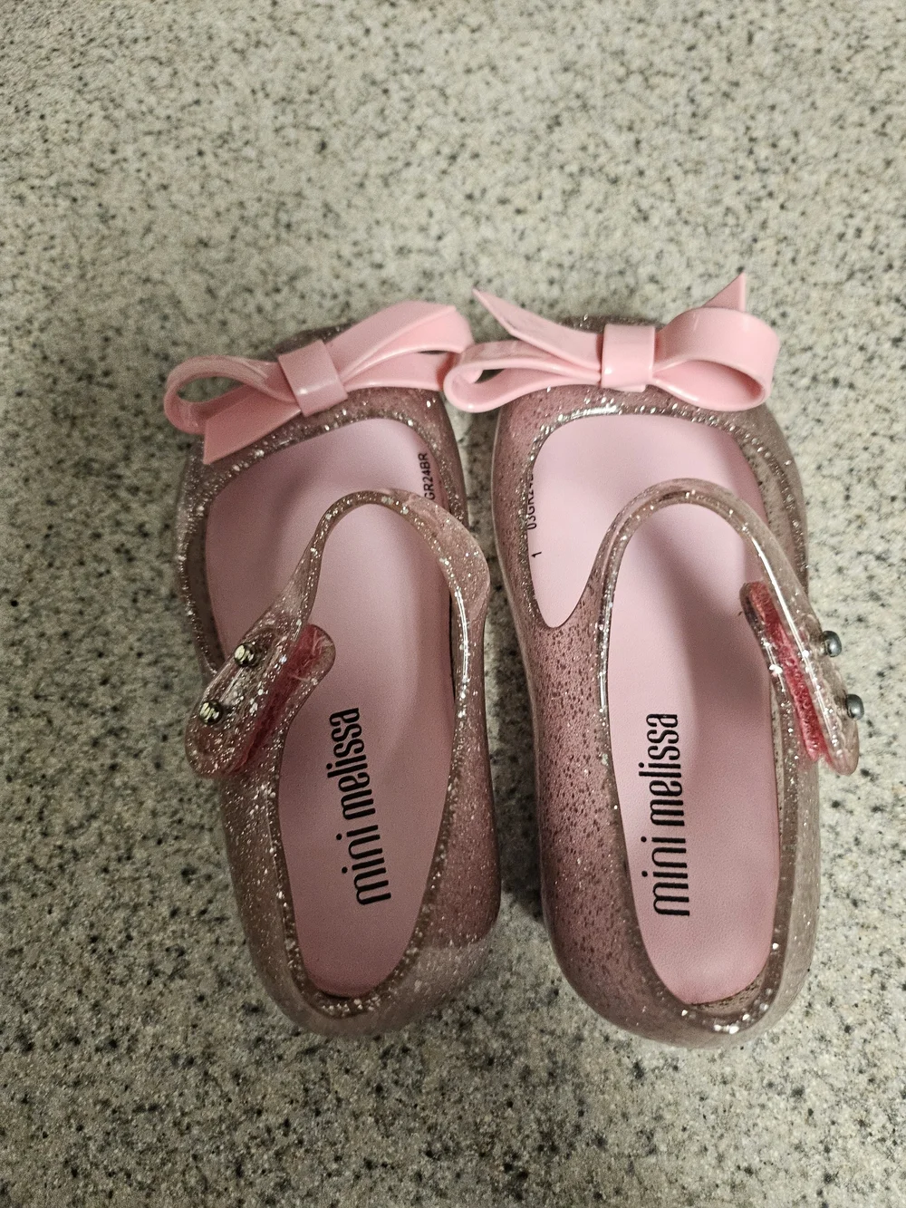 Mini Melissa Glitter Pink Mary Jane Shoes with Bow